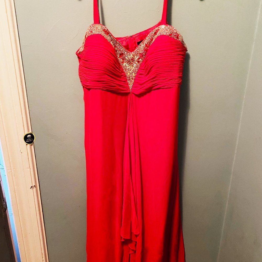 Multi-Layer Long Red Prom Dress w/ Gems